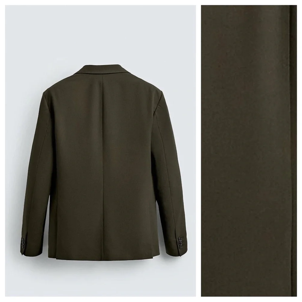 NWT. Zara Man Dark Khaki  Viscose Blend Slim Fit Suit Blazer.  Size L.